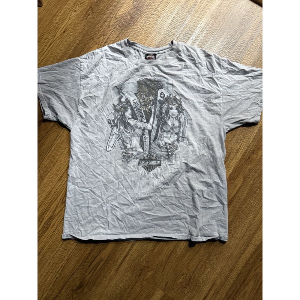 Harley Davidson T-shirt Las Vegas Size XL Skull Double Sided Graphic